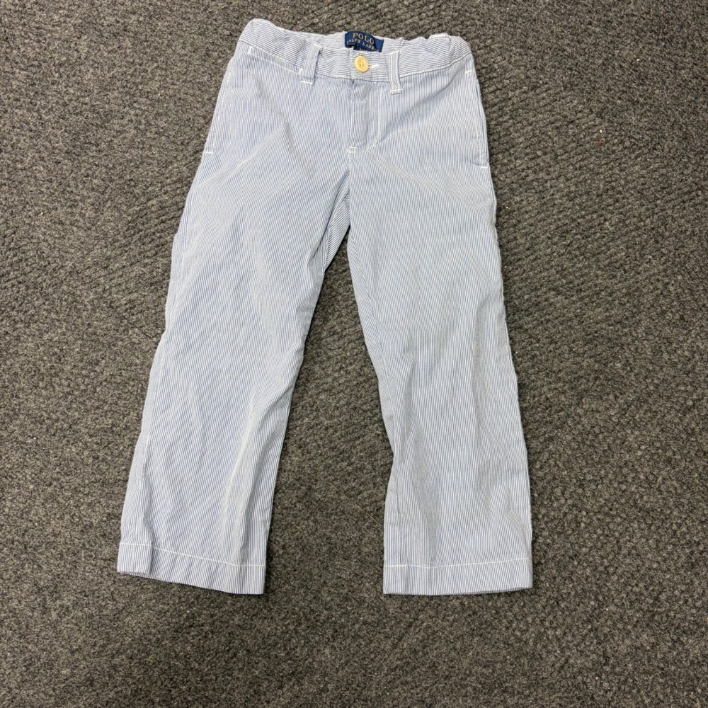 Polo Ralph Lauren Toddler Boys Blue White Seersucker Striped Pants Size 3 3T